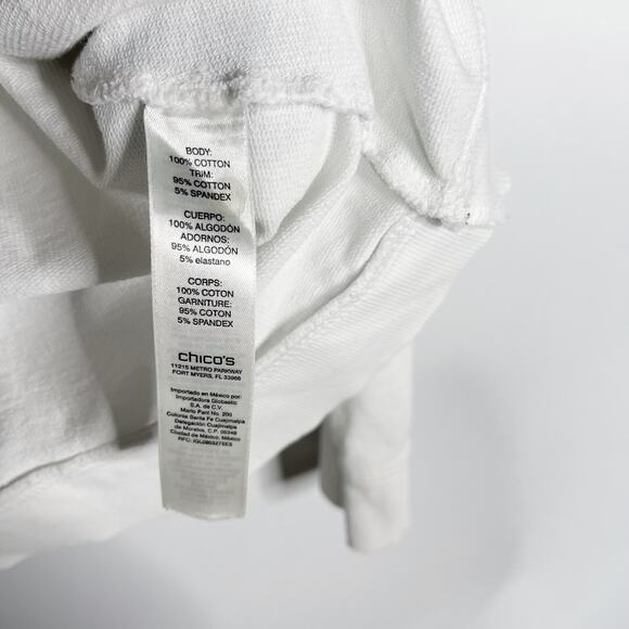 Chicos Weekend Size 1 Medium M White Gray Floral Embellished Pullover Sweater - Picture 6 of 8